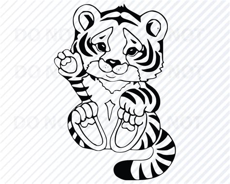 Baby Tiger 3 SVG Black & white Transfer Vector Images | Etsy