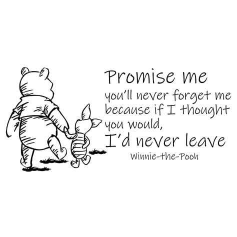 Winnie The Pooh Inspirational Wall Art Quote | Promise Me You'll Never Forget Me Because If I ...