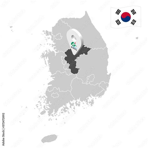 Location of North Chungcheong Province on map South Korea. 3d location ...