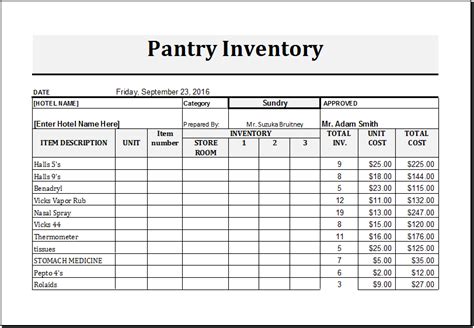 Pantry Inventory Templates | 13+ Free Xlsx, Docs & PDF Formats, Samples ...