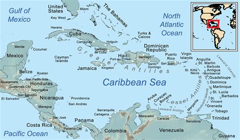 Comprehensive Map of the Caribbean Sea and Islands