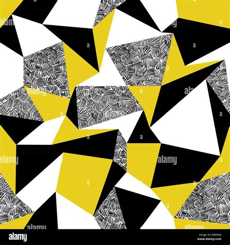 Yellow triangles. Geometric seamless pattern in retro style. Vintage background. Triangles and ...