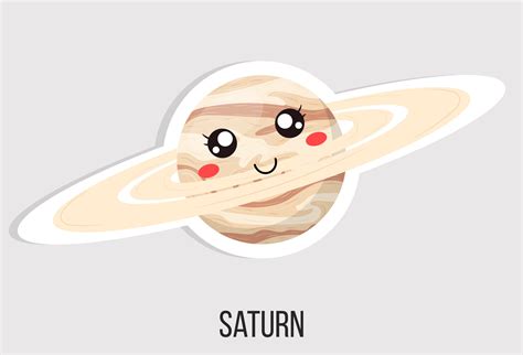 Cartoon cute saturn planet isolated on white background. Planet of ...