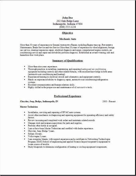 Mechanic Auto Resume, Occupational:examples,samples Free edit with word