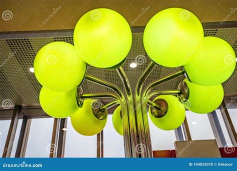 Standing Lamp Made of Several Round Green Lamps Stock Photo - Image of electrical, idea: 104023070