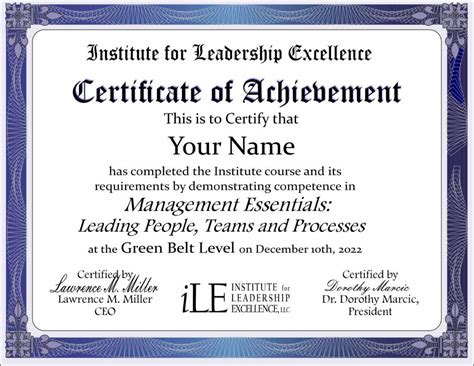 Certification - Institute for Leadership Excellence, LLC