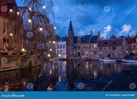 Bruges Belgium Canal with Christmas Lights , Belgium Editorial Image ...