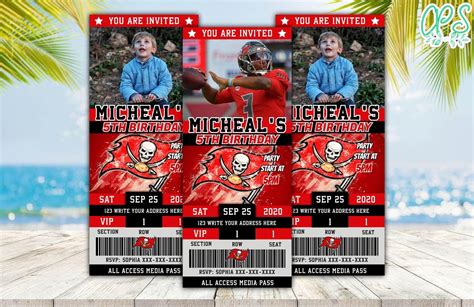 Tampa Bay Buccaneers Ticket Birthday Editable Templates Instant Download | CustomPartyShirts Studio