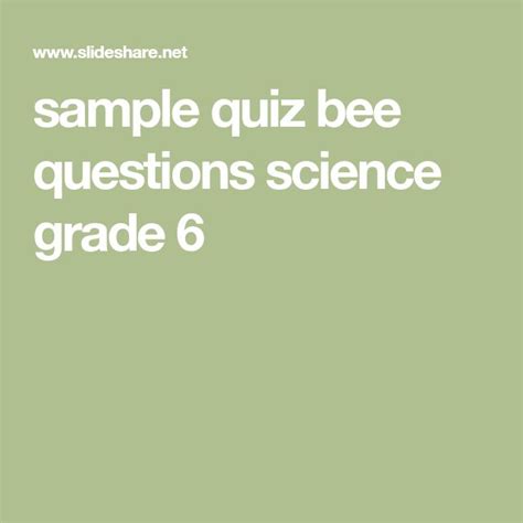 the text sample quiz bee questions science grade 6