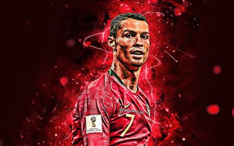 Cristiano Ronaldo, close-up, Portugal National Team, soccer, CR7, neon ...