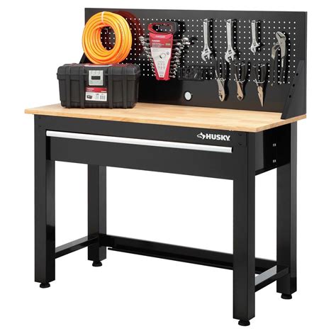 Husky 4 ft. Solid Wood Top Workbench with Storage-G4801S-US - The Home Depot