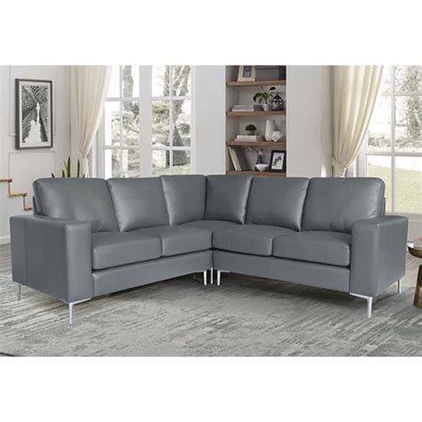 Baltic Faux Leather Corner Sofa In Dark Grey | Furniture in Fashion