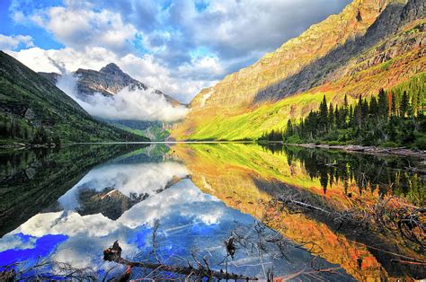 Upper Two Medicine Lake At Sunrise Photograph by J. Lindhardt Photography - Fine Art America