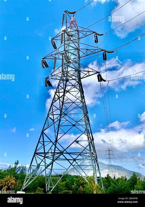 Electricity Pylon power line transmission tower Stock Photo - Alamy