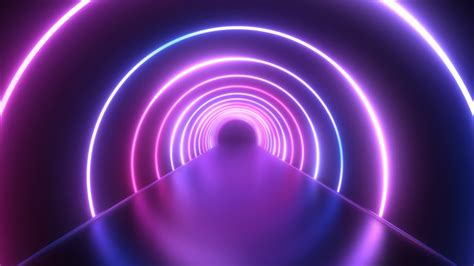 Futuristic Neon Laser Rings of Ultraviolet Fluorescent Light Tunnel 4K Moving Wallpaper ...