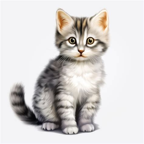 Premium Photo | Realistic Cartoon Kitten On White Background Cute And ...