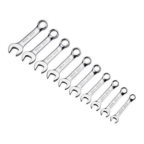 Stubby Professional Metric Combination Wrench Set, 10 Piece