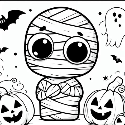 Adorable Halloween Mummy coloring page - Download, Print or Color Online for Free