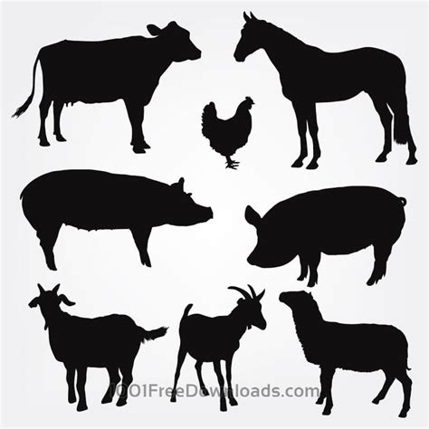 Free Vectors: Vector Farm Animals Silhouettes | Design