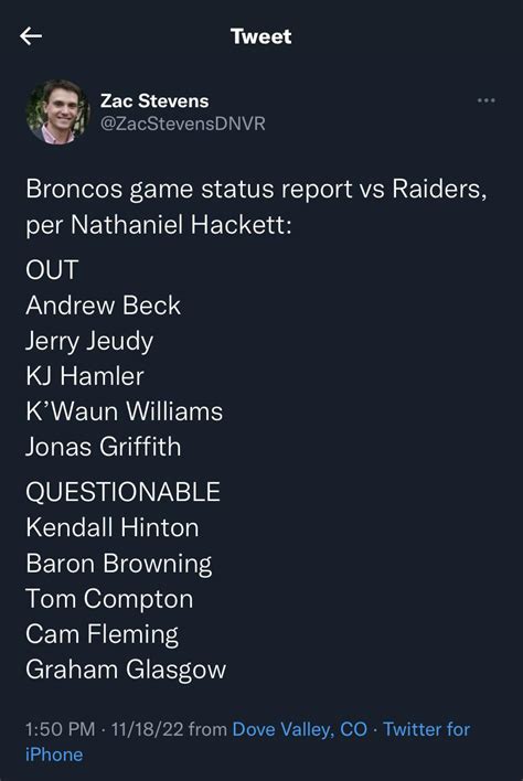 Broncos final injury report vs. Raiders : r/DenverBroncos