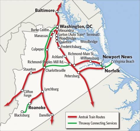 Thruway Bus Connections In Virginia | Amtrak - Amtrak Florida Map ...