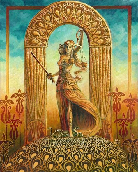 Justice Tarot Art 16x20 Poster Print Art Nouveau Gypsy Art