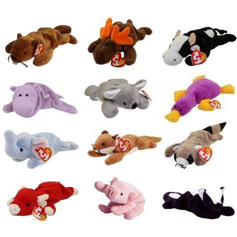 TY Beanie Babies - WILD ANIMALS #1 (Set of 12)(Bucky, Daisy, Happy, Mel, Patti, Sly +6)(8-9.5 ...