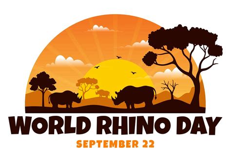 World Rhino Day Vector Illustration on 22 September for Lovers and Defenders of Rhinos or Animal ...