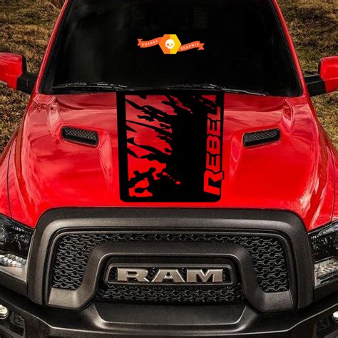 2015-2017 Dodge Ram Rebel Splash Hood Truck Vinyl Decal Graphic Grunge ...