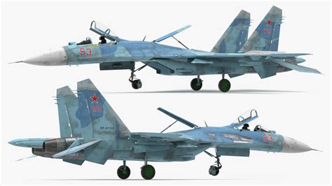 Su-27 Flanker Russian Fighter Aircraft Old Rigged 3D Model $169 - .max ...