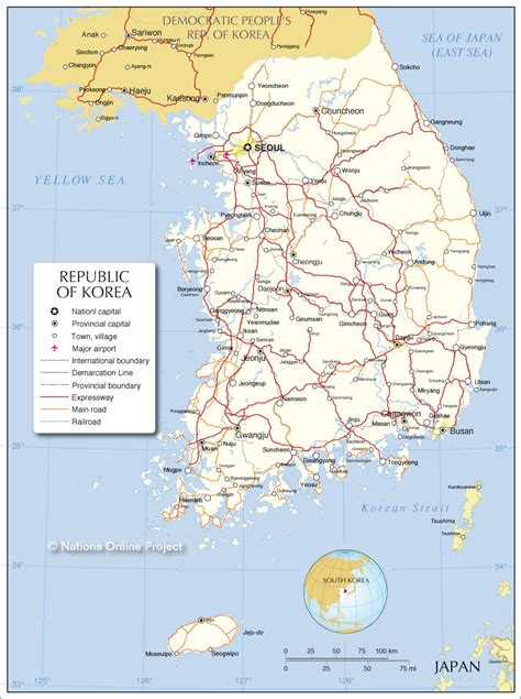 Political Map of the Republic of Korea (South Korea) - Nations Online Project