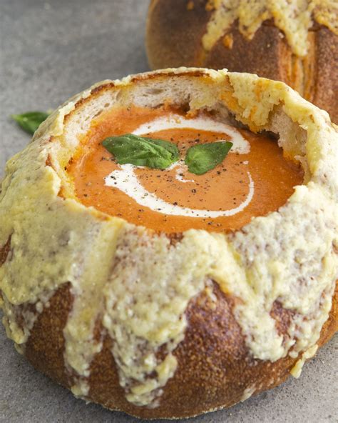 Tomato Soup In A Cheesy Bread Bowl Recipe | The Feedfeed