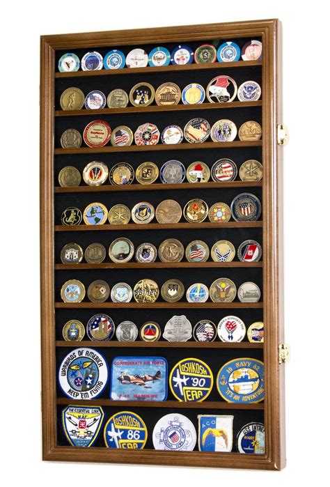 Large Military Challenge Coin Display Case Cabinet