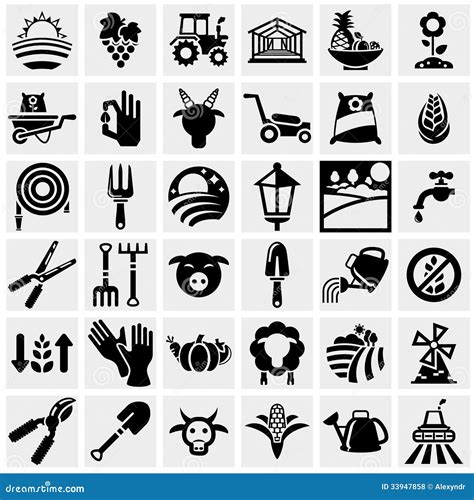 Farm And Agriculture Vector Icons Set On Gray Stock Vector ...