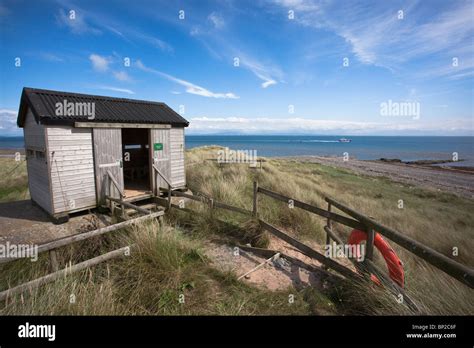 Groyne hide, South Walney nature reserve, Walney Island, Barrow Stock ...