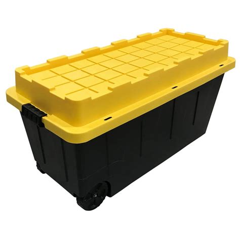 Centrex 64GTBXTCBY Tough Box Black 64 Gal Tote / Wheels and Yellow Lid | Wasserstrom