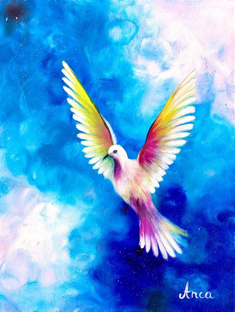 White Dove Art White Pigeon Painting Dove Animal - Etsy UK