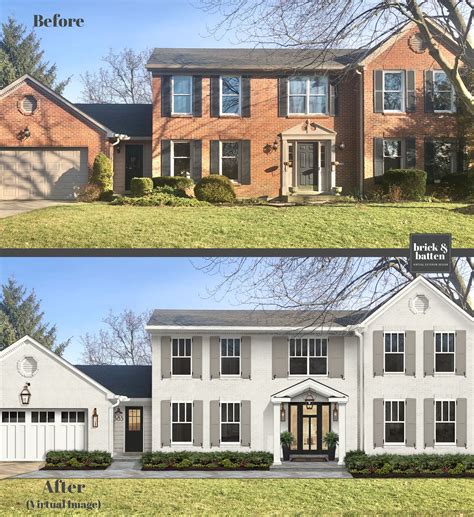 Beautiful home makeover with painted white brick. Accented with architecturally correct shutters ...