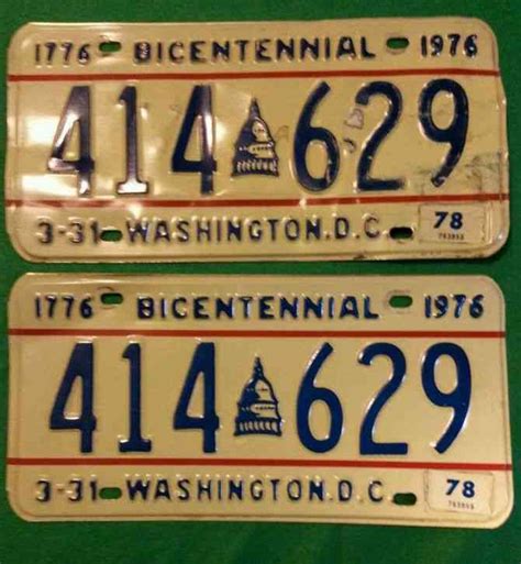 WASHINGTON DC BICENTENNIAL license plates 1976 / 1978