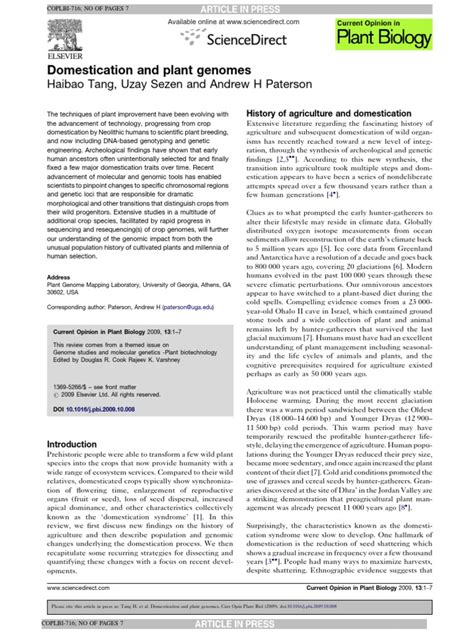 Domestication and Plant Genomes-2009 | PDF | Quantitative Trait Locus ...