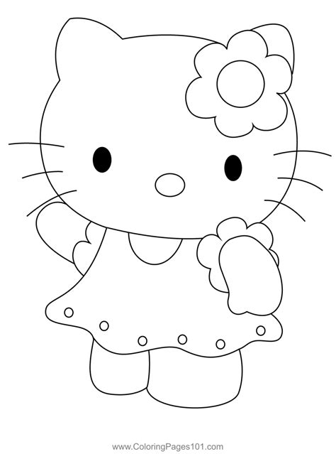 Beauty Hello Kitty Coloring Page for Kids - Free Hello Kitty Printable ...