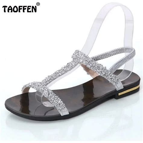 Women Flats Sandals Diamond Flat Shoes Bohemia Woman Sparkling Thong Ladies Beach Sandal Silver ...