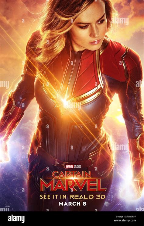 CAPTAIN MARVEL, Real D 3D poster, Brie Larson as Captain Marvel, 2019. © Walt Disney Studios ...