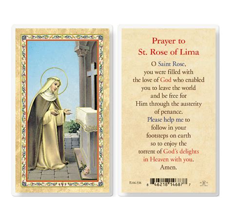 Prayer to St. Rose of Lima Gold-Stamped Laminated Holy Card - 25 Pack ...