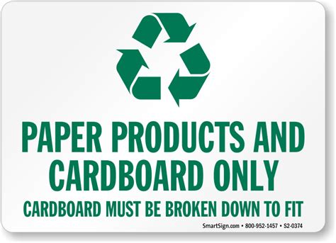 Paper Products Cardboard Only Recycling Sign, SKU: S2-0374