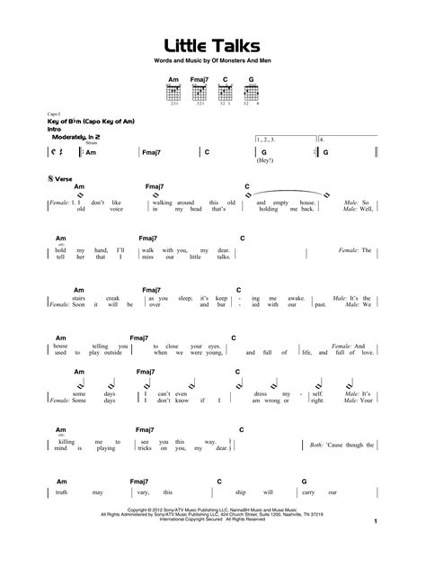 Little Talks Sheet Music | Of Monsters And Men | Really Easy Guitar