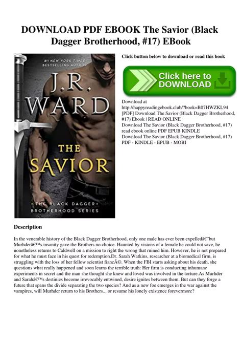 PPT - DOWNLOAD PDF EBOOK The Savior (Black Dagger Brotherhood #17) EBook PowerPoint Presentation ...