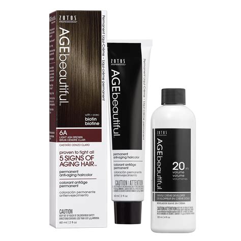 Age Beautiful AgEbeautiful Permanent Liqui creme Hair color Dye & Developer 20 Volume 100% gray ...