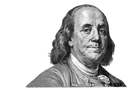 Benjamin Franklin Cut On New 100 Dollars Banknote Isolated On White ...