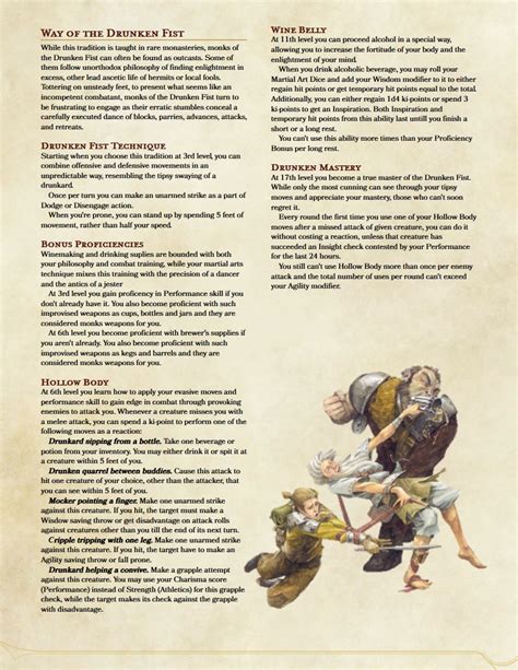 Way of the Drunken Fist - Drunken Master Homebrew revision - Monk - Class Forums - D&D Beyond ...